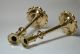 Pair Of 18th Century Petal Based Brass Candlesticks Metalware photo 1