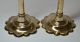 Pair Of 18th Century Petal Based Brass Candlesticks Metalware photo 3