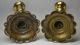 Pair Of 18th Century Petal Based Brass Candlesticks Metalware photo 4