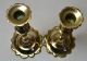 Pair Of 18th Century Petal Based Brass Candlesticks Metalware photo 5