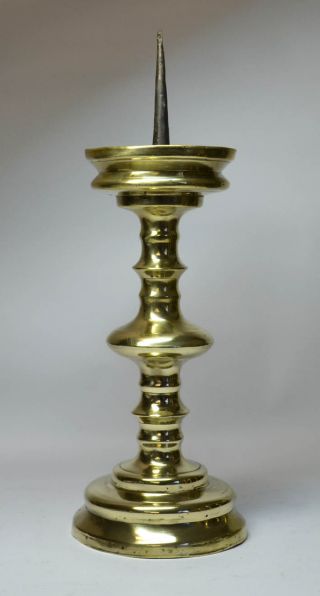 Impressive Early 16th Century Brass Pricket Candlestick photo
