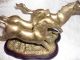 Vintage 3 Running Brass Horses On Brass And Wood Stand Shows Some Patina Metalware photo 4