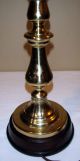 Pair Of 19th Century English Brass Candlesticks,  Mounted As Lamps Metalware photo 2