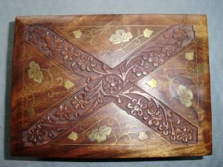 Indian Antique Look Decorative Wood Carved Jewel Box/storage Box/trinkets Box photo