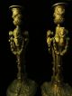 Pair Antique Ornate Bronze Figural Candle Holders Candlesticks - Neoclassical? Metalware photo 10