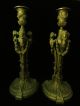 Pair Antique Ornate Bronze Figural Candle Holders Candlesticks - Neoclassical? Metalware photo 11