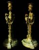 Pair Antique Ornate Bronze Figural Candle Holders Candlesticks - Neoclassical? Metalware photo 2