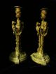 Pair Antique Ornate Bronze Figural Candle Holders Candlesticks - Neoclassical? Metalware photo 5
