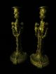 Pair Antique Ornate Bronze Figural Candle Holders Candlesticks - Neoclassical? Metalware photo 8