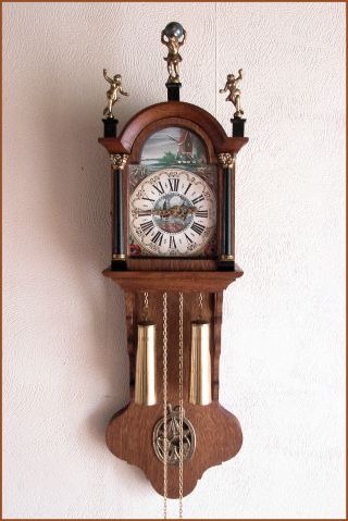 Vintage Dutch Oak Wood Frisian Tail Wall Clock Fhs Franz Hermle & Son photo