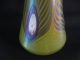 Loetz Type Green Iridescent Vase With Peacock Feather Decoration Vases photo 2