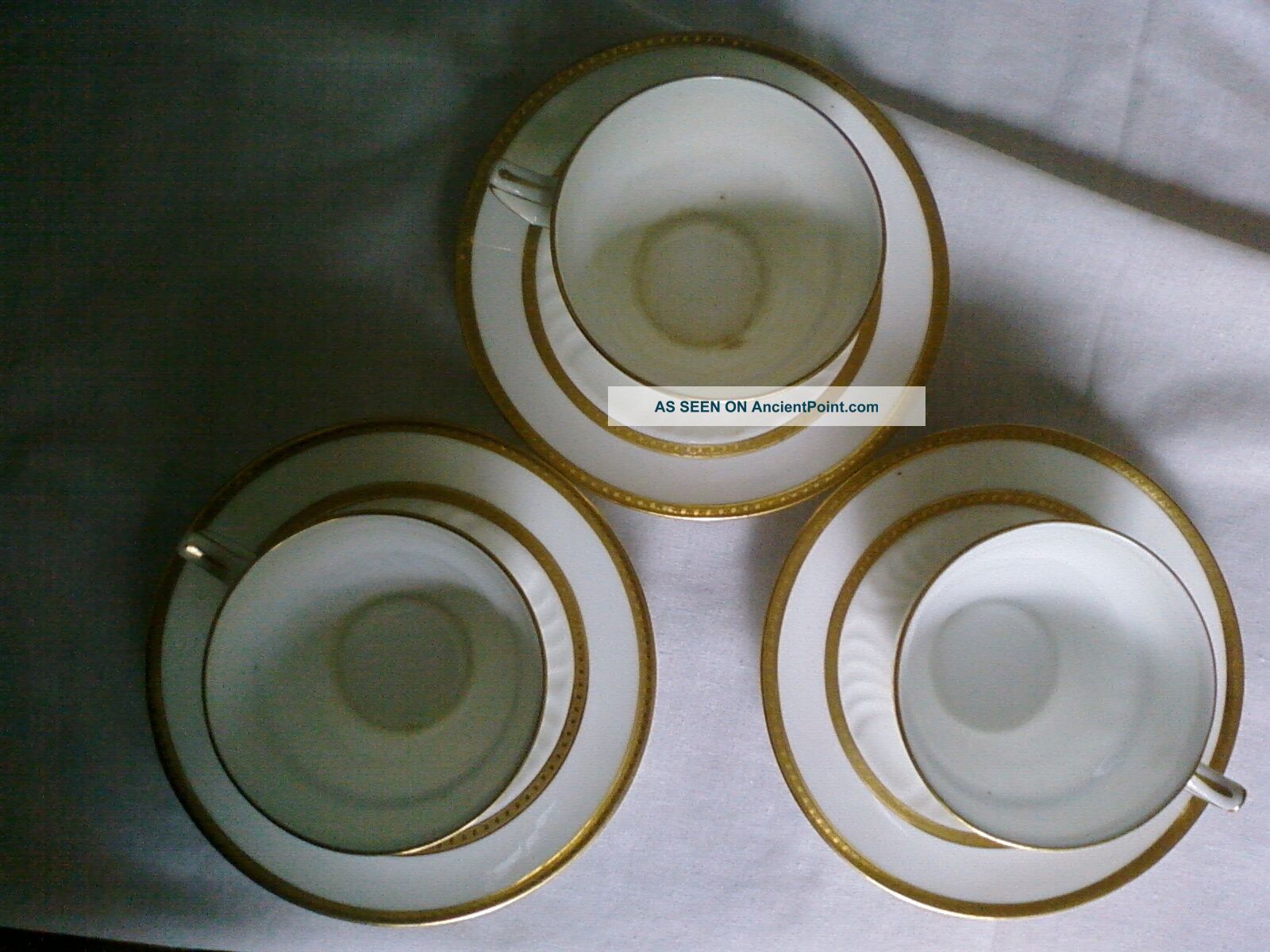 3 Rare Wedgwood X7000 White And Gold Coffee Cups And Saucers Cups & Saucers photo