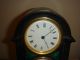 Antique French 8 Day Desk Clock Barometer With Small 53mm Platform Movement Clocks photo 5