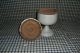 Antique Primitive Early White Painted Wooden Spice Jar Bowl With Lid Primitives photo 1