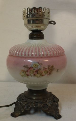 Vintage Gone With The Wind Oil Lamp Base Converted Electric Pinks photo