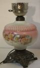 Vintage Gone With The Wind Oil Lamp Base Converted Electric Pinks Lamps photo 2