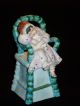 Adorable Antique German Porcelain Bisque Little Girl High Chair Figurine Figurines photo 8