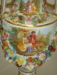 Antique Pair Of Meissen Style Flower Encrusted Porcelain Vases Figurines photo 1