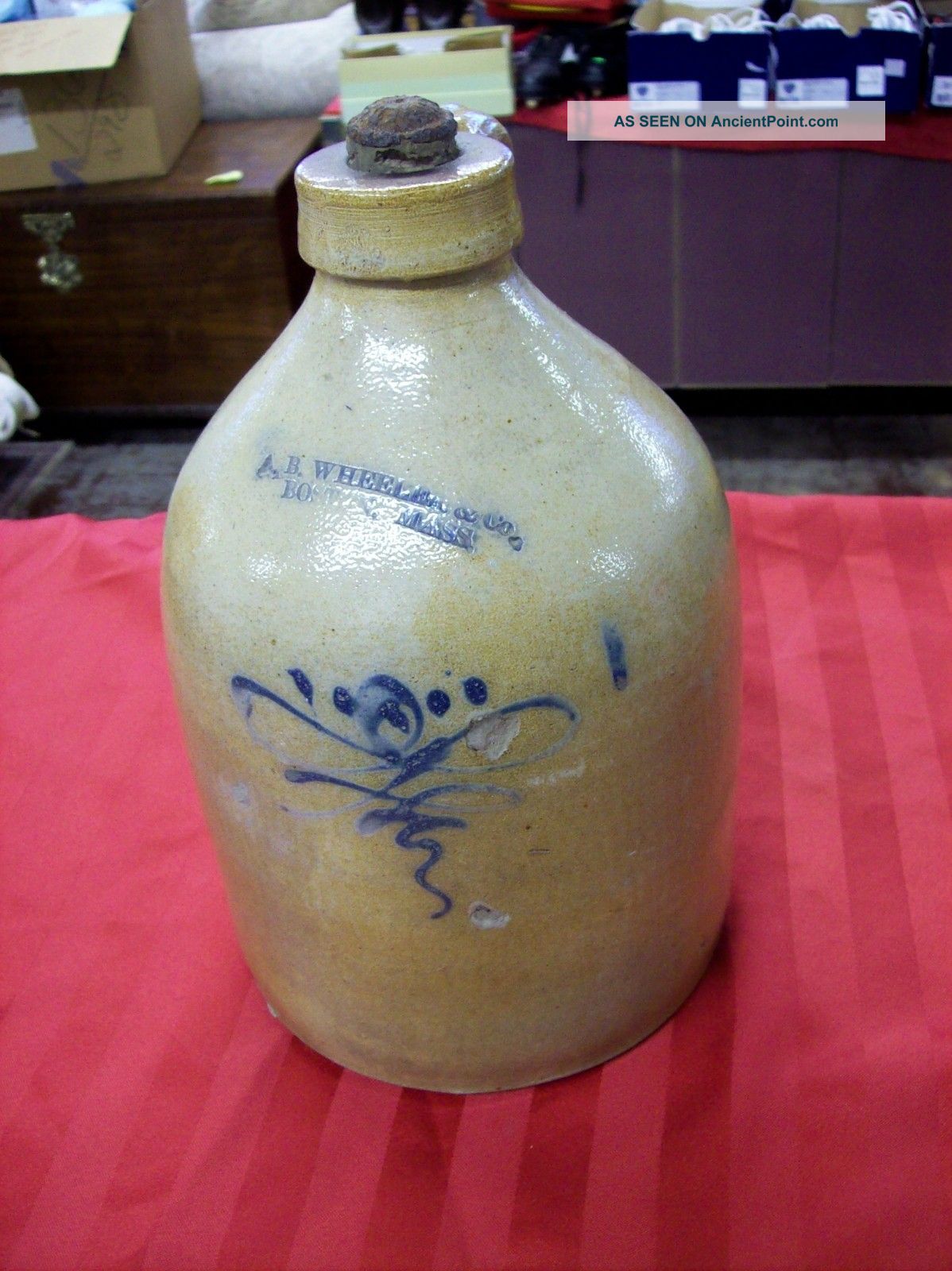 A.  B.  Wheeler & Co. ,  Boston,  Mass Salt Glazed Stoneware Jug - 11.  5 