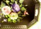 Vintage Black Floral Toleware Tray Signed Francis 20 