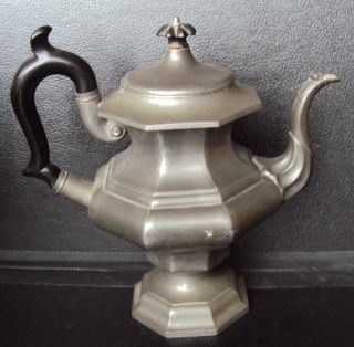19th Century American Pewter Coffee Pot Signed Roswell Gleason Of Mass.  Ca 1822 photo