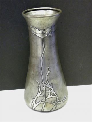 Arts & Crafts Heintz Art Metal Bronze Sterling Silver Vase Roycroft / Stickley photo