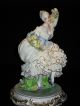Antique Italian Luigi Fabris Porcelain Dresden Lace Lady Figurine Floral Garland Figurines photo 9