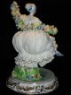 Antique Italian Luigi Fabris Porcelain Dresden Lace Lady Figurine Floral Garland Figurines photo 10