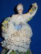 Antique Italian Luigi Fabris Porcelain Dresden Lace Lady Figurine Floral Garland Figurines photo 2