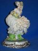 Antique Italian Luigi Fabris Porcelain Dresden Lace Lady Figurine Floral Garland Figurines photo 3