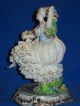 Antique Italian Luigi Fabris Porcelain Dresden Lace Lady Figurine Floral Garland Figurines photo 6