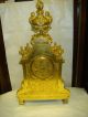 Large Antique 3 Piece Gilt Bronze Clock Set French Clocks photo 8