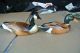 2 Vintage Carved Wood Wooden Canada Goose & Mallard Figurines Decoys Excl Carved Figures photo 2