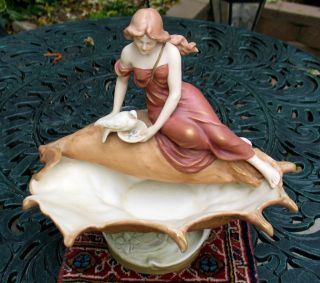 Royal Dux Art Nouveau Figure On A Shell photo
