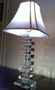 Stunning Lead Crystal Table Lamp Stacked Beveled Squares With Cut Corner Shade Lamps photo 11