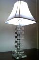 Stunning Lead Crystal Table Lamp Stacked Beveled Squares With Cut Corner Shade Lamps photo 2