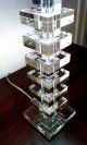 Stunning Lead Crystal Table Lamp Stacked Beveled Squares With Cut Corner Shade Lamps photo 3