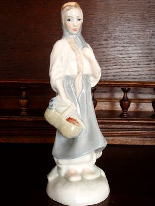 Soviet Latvia Riga Porcelain Figurine Girl Baibinja 1954s photo