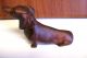 Vtg.  Dachshund Weiner Dackel Dog Wood Carved Black Forest German Figure Figurine Carved Figures photo 3