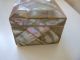 English Mother - Of - Pearl Wood Box With Ox - Bone,  Silk - Lined,  19th Cent. ,  4 3/8in. Boxes photo 4