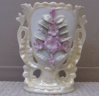 Brevete Brianchon Paris Antique French Porcelain Vase With Purple Flowers photo