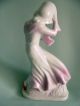 Art Deco Girl Figurine - Pink Tones - Large Hat & Long Skirt 6 - 1/2 