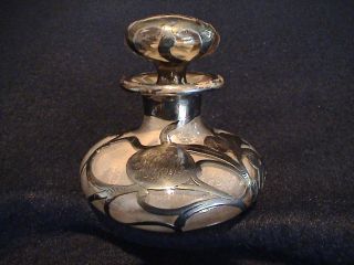 ~tiffany~art Nouveau~sterling Silver Glass Overlay~vintage Perfume Bottle~$1.  00~ photo