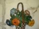Doorstop Painted Flower Bouquet Wicker Basket Antique Cast Iron Probably Hubley Metalware photo 1