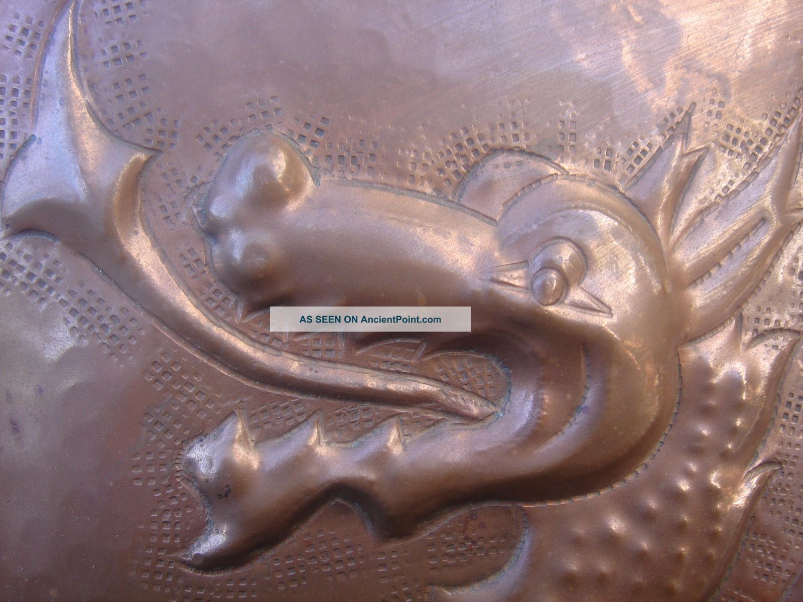 Vintage Winged Griffin/dragon Copper Shield Crest Metalware photo