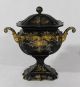 Pair 19thc Antique 1820s Empire Tin Tole Toleware Urns Gilt Decorations Nr Toleware photo 2