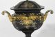 Pair 19thc Antique 1820s Empire Tin Tole Toleware Urns Gilt Decorations Nr Toleware photo 4