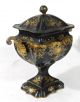 Pair 19thc Antique 1820s Empire Tin Tole Toleware Urns Gilt Decorations Nr Toleware photo 6