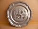 Antique French Pewter Plate Charger Doe & Fawn Metalware photo 2