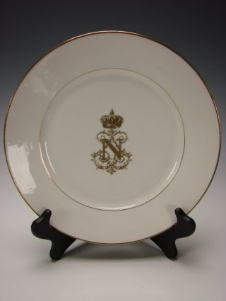 Antique French Sevres Porcelain Napoleon Iii Armorial Service Dinner Plate photo